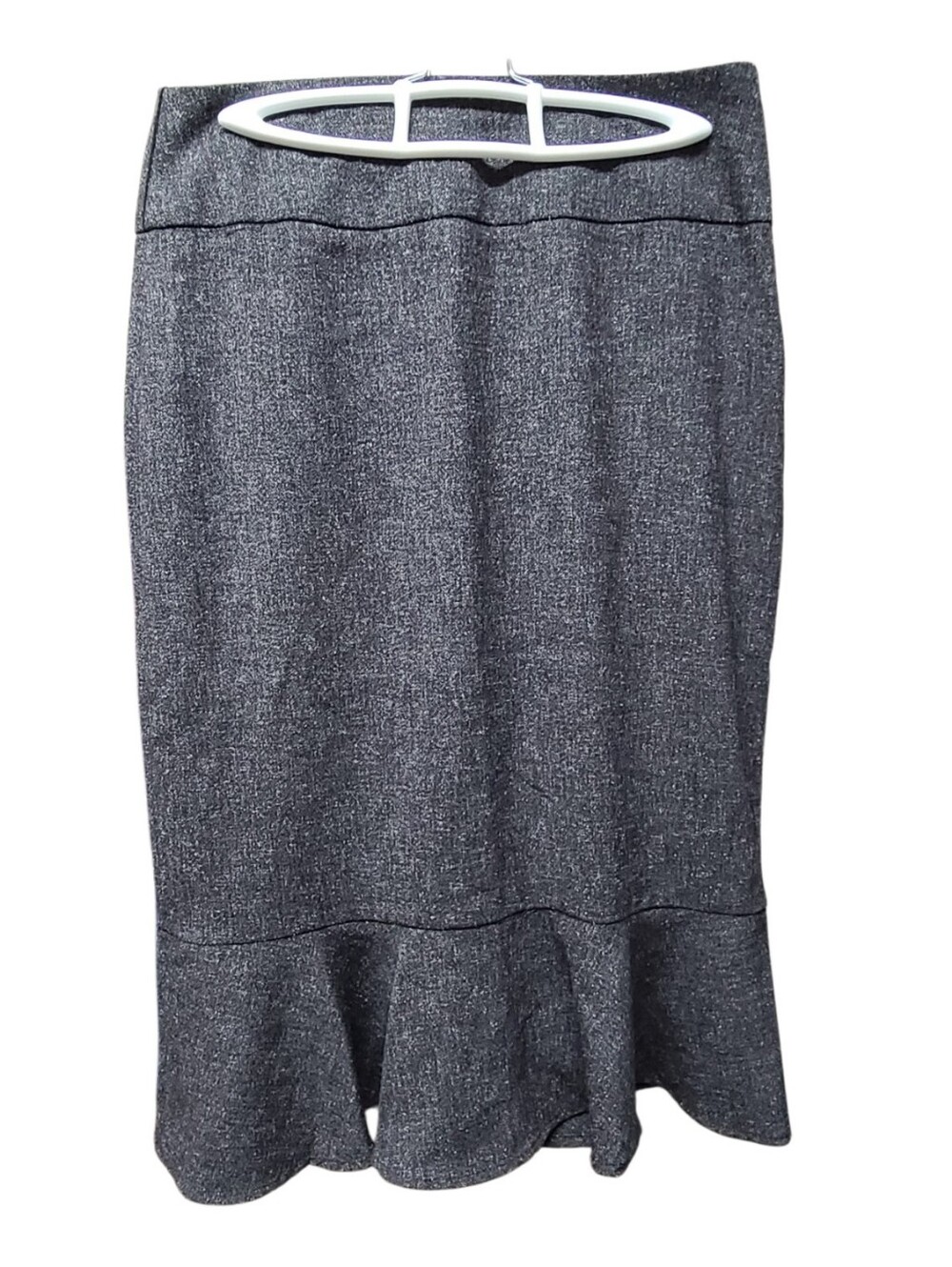 East 5th Gray Tweed Ruffle Hem Mermaid Midi Skirt Size 8